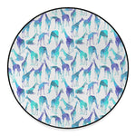 Turquoise Giraffe Pattern Print Round Floor Mat