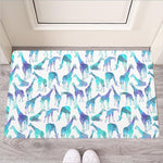 Turquoise Giraffe Pattern Print Rubber Doormat