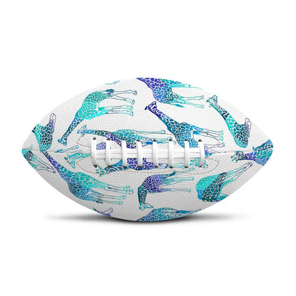 Turquoise Giraffe Pattern Print Rugby Ball