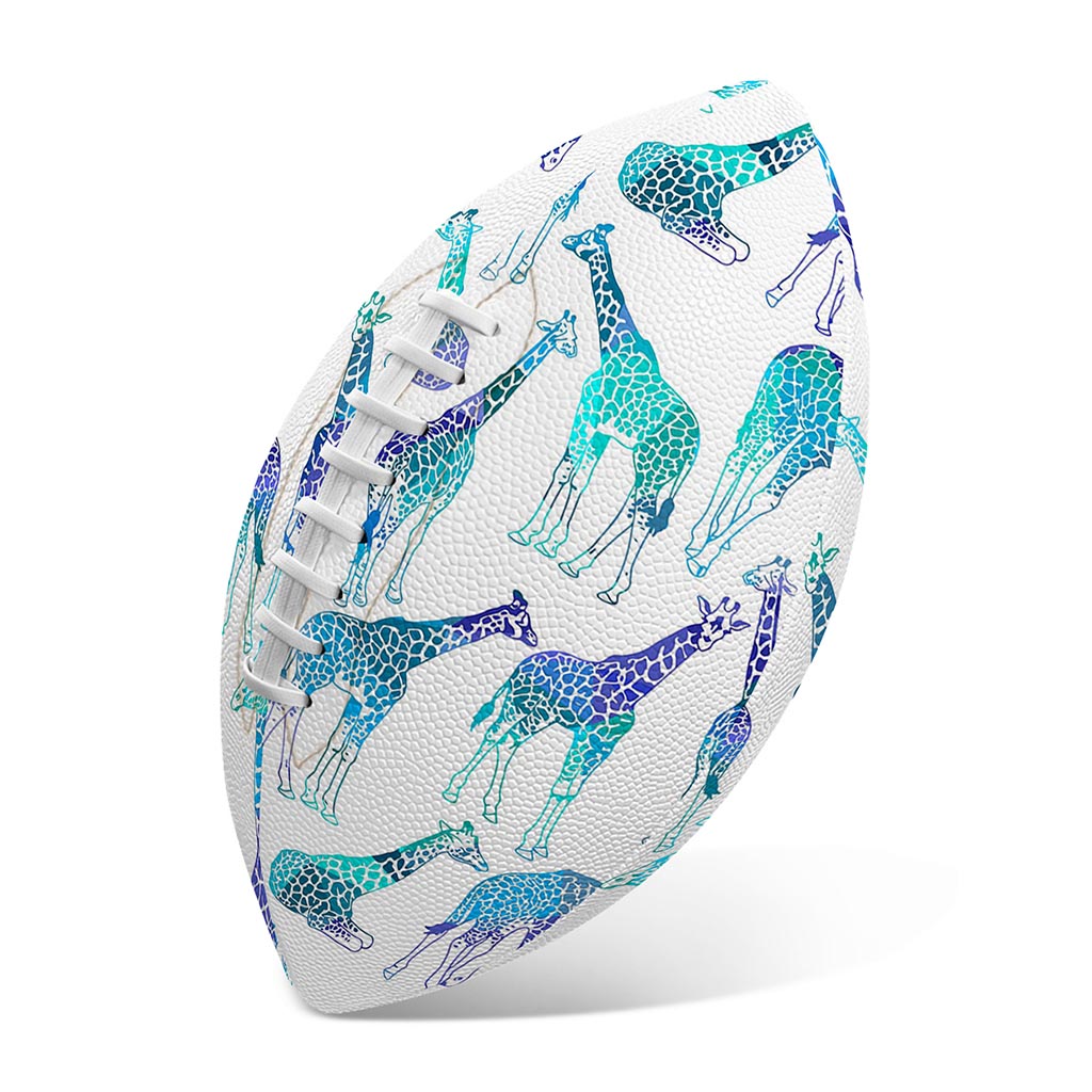 Turquoise Giraffe Pattern Print Rugby Ball
