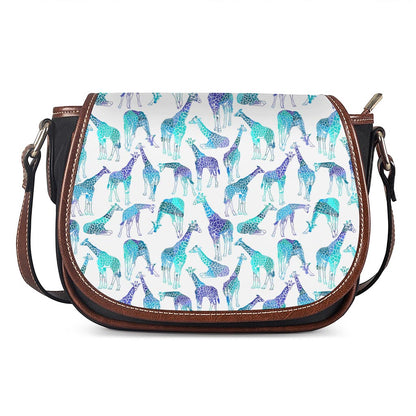 Turquoise Giraffe Pattern Print Saddle Bag