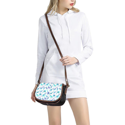 Turquoise Giraffe Pattern Print Saddle Bag