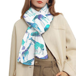 Turquoise Giraffe Pattern Print Scarf