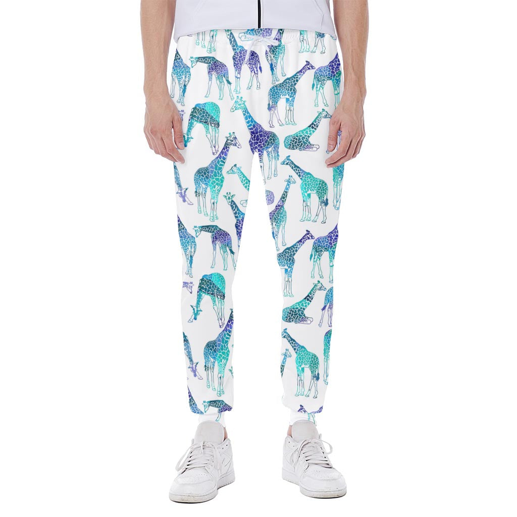 Turquoise Giraffe Pattern Print Scuba Joggers