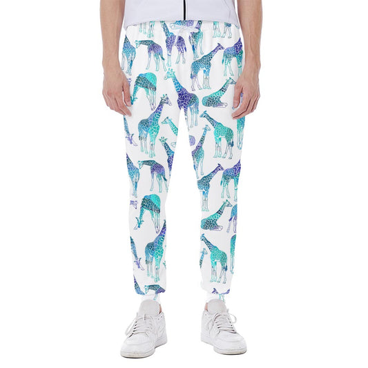 Turquoise Giraffe Pattern Print Scuba Joggers