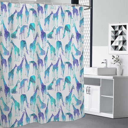 Turquoise Giraffe Pattern Print Shower Curtain
