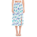 Turquoise Giraffe Pattern Print Side Slit Midi Skirt