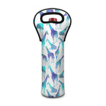 Turquoise Giraffe Pattern Print Single Neoprene Wine Tote