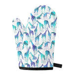 Turquoise Giraffe Pattern Print Single Oven Mitt