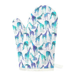 Turquoise Giraffe Pattern Print Single Oven Mitt