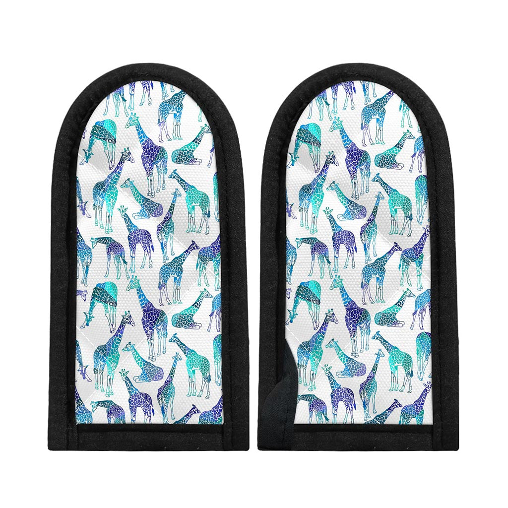 Turquoise Giraffe Pattern Print Skillet Handle Cover