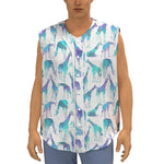 Turquoise Giraffe Pattern Print Sleeveless Baseball Jersey