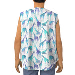 Turquoise Giraffe Pattern Print Sleeveless Baseball Jersey
