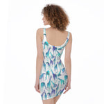 Turquoise Giraffe Pattern Print Sleeveless Bodycon Dress