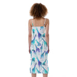 Turquoise Giraffe Pattern Print Slim Fit Midi Cami Dress