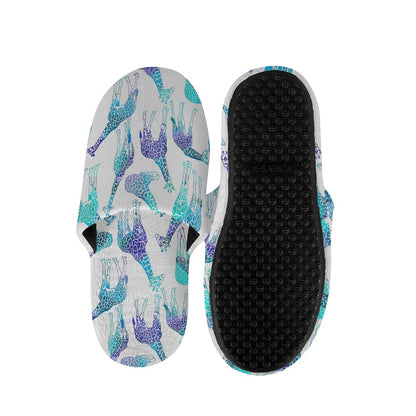 Turquoise Giraffe Pattern Print Slippers