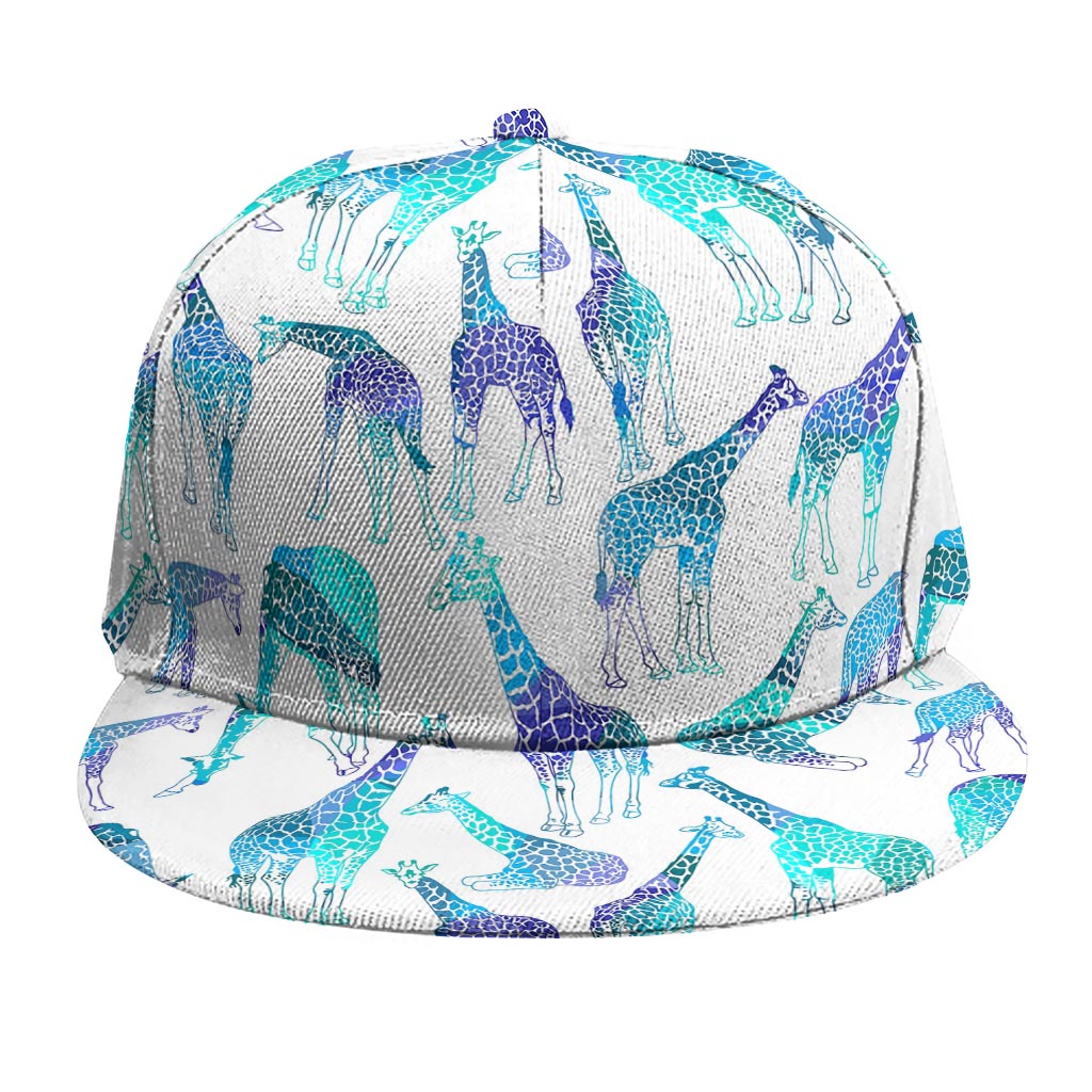 Turquoise Giraffe Pattern Print Snapback Cap