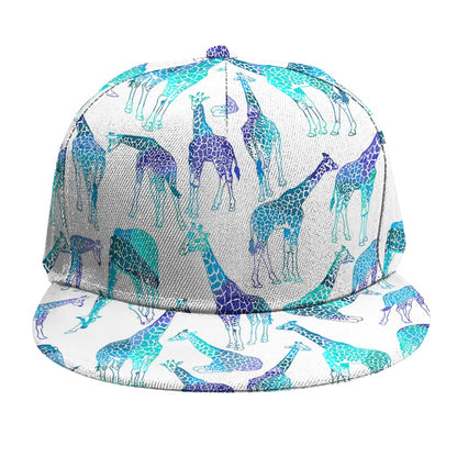 Turquoise Giraffe Pattern Print Snapback Cap