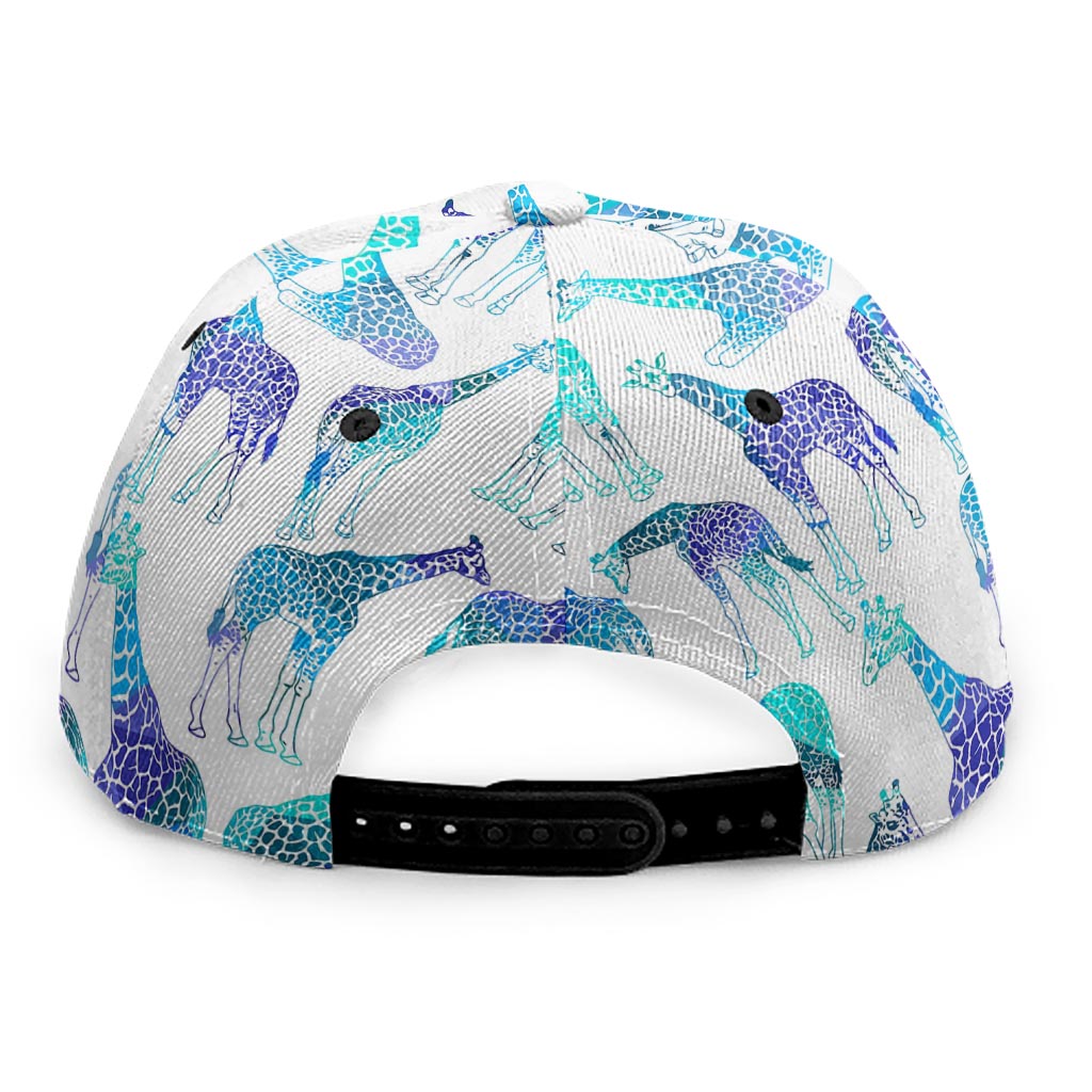 Turquoise Giraffe Pattern Print Snapback Cap