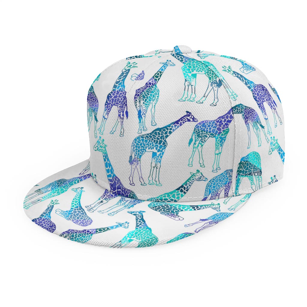 Turquoise Giraffe Pattern Print Snapback Cap