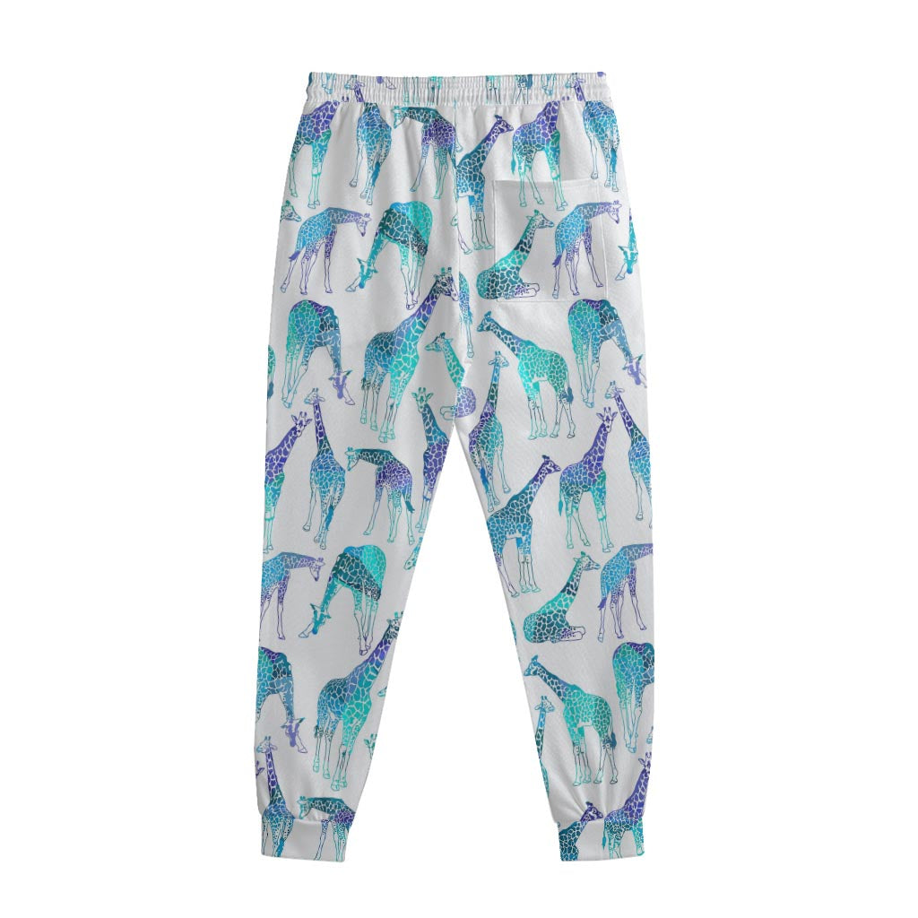 Turquoise Giraffe Pattern Print Sweatpants