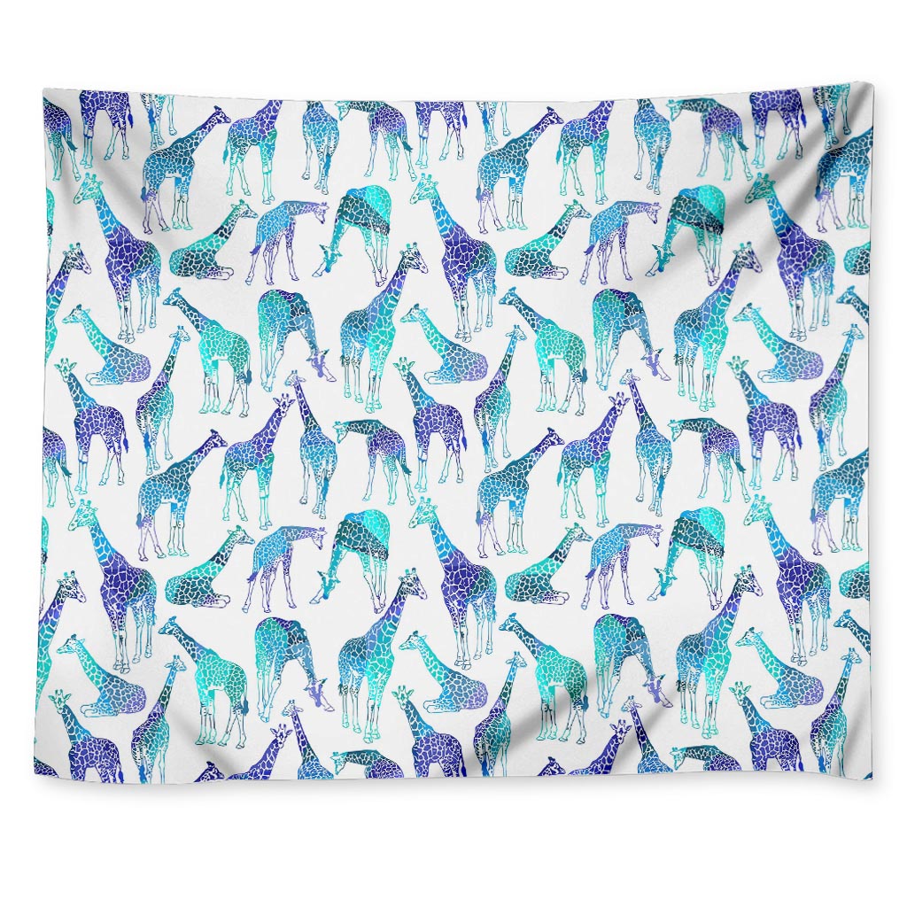 Turquoise Giraffe Pattern Print Tapestry