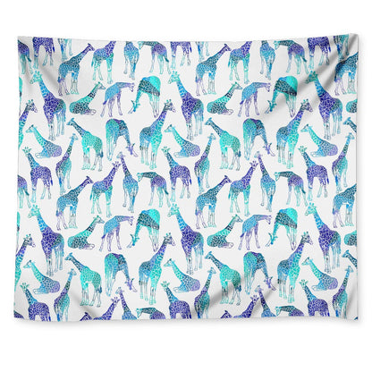 Turquoise Giraffe Pattern Print Tapestry