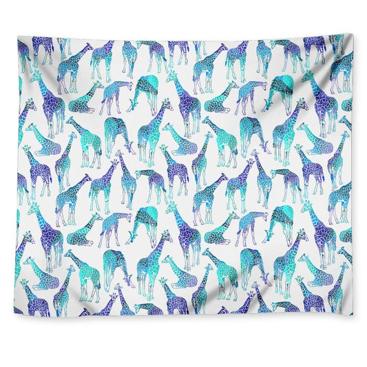 Turquoise Giraffe Pattern Print Tapestry