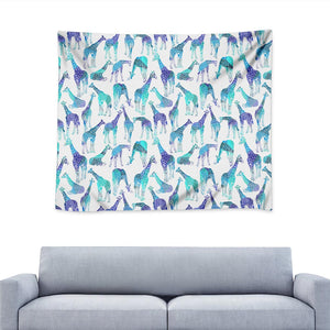 Turquoise Giraffe Pattern Print Tapestry