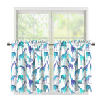 Turquoise Giraffe Pattern Print Tier Curtains