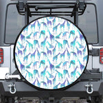 Turquoise Giraffe Pattern Print Tire Cover