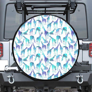 Turquoise Giraffe Pattern Print Tire Cover