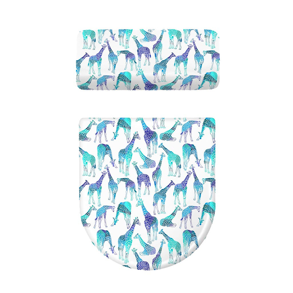 Turquoise Giraffe Pattern Print Toilet Lid And Tank Cover Set
