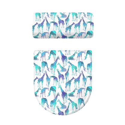 Turquoise Giraffe Pattern Print Toilet Lid And Tank Cover Set