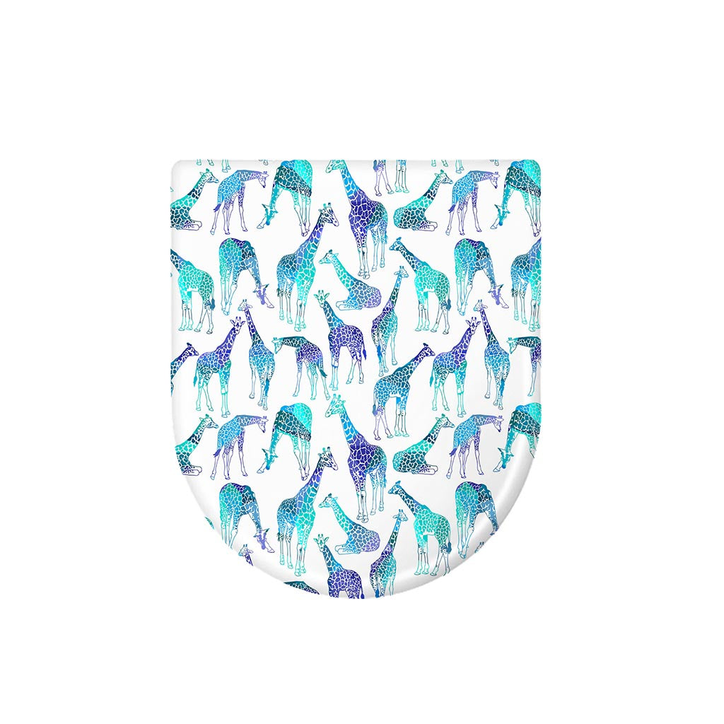 Turquoise Giraffe Pattern Print Toilet Lid Cover