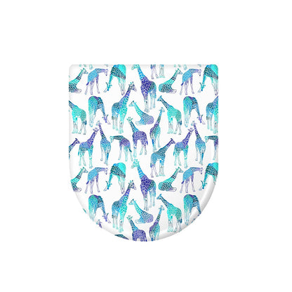 Turquoise Giraffe Pattern Print Toilet Lid Cover