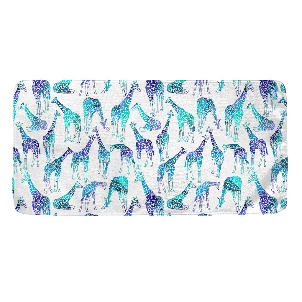 Turquoise Giraffe Pattern Print Towel