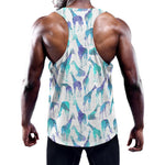 Turquoise Giraffe Pattern Print Training Tank Top
