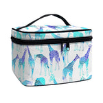 Turquoise Giraffe Pattern Print Travel Makeup Bag