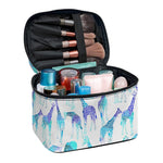 Turquoise Giraffe Pattern Print Travel Makeup Bag