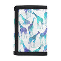Turquoise Giraffe Pattern Print Trifold Wallet