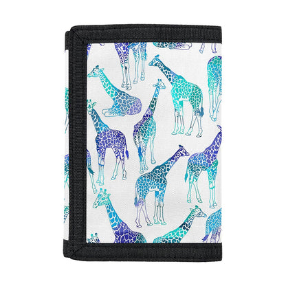 Turquoise Giraffe Pattern Print Trifold Wallet