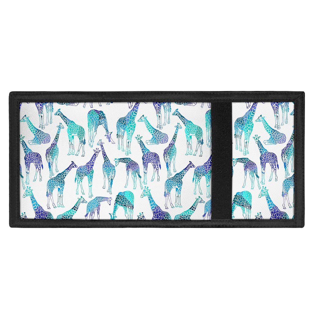 Turquoise Giraffe Pattern Print Trifold Wallet