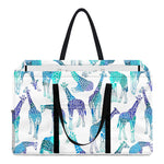 Turquoise Giraffe Pattern Print Utility Tote Bag