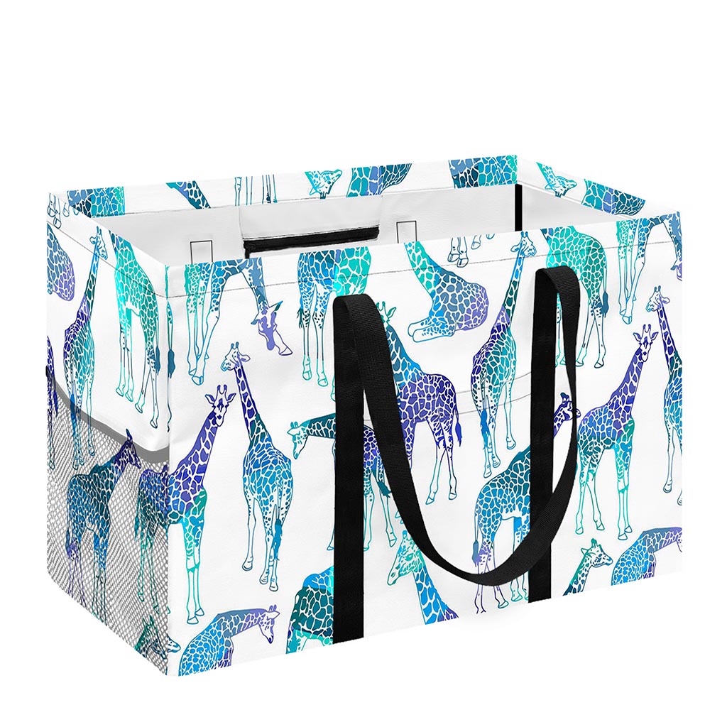 Turquoise Giraffe Pattern Print Utility Tote Bag