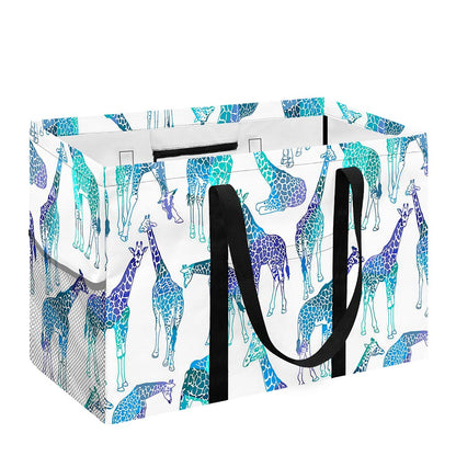 Turquoise Giraffe Pattern Print Utility Tote Bag
