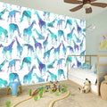 Turquoise Giraffe Pattern Print Wall Sticker