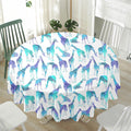 Turquoise Giraffe Pattern Print Waterproof Round Tablecloth