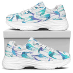 Turquoise Giraffe Pattern Print White Chunky Shoes