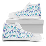 Turquoise Giraffe Pattern Print White High Top Sneakers